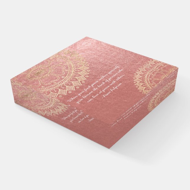 Yoga Meditation Instructor Pink Gold Mandala Quote Paperweight (Angled)