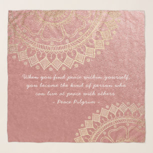 Yoga Meditation Instructor Pink Gold Mandala Quote Scarf