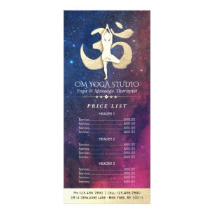 YOGA Meditation Instructor Price List Tree Pose OM Rack Card