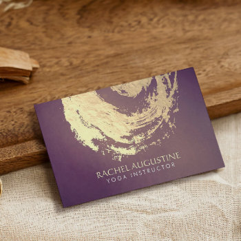 Yoga Meditation Instructor Purple Gold Zen Symbol Business Card by ReadyCardCard at Zazzle