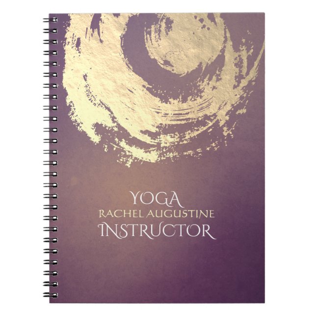 Yoga Meditation Instructor Purple Gold ZEN Symbol Notebook (Front)