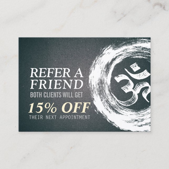 YOGA Meditation Instructor Referral OM ZEN Symbols Card (Front)