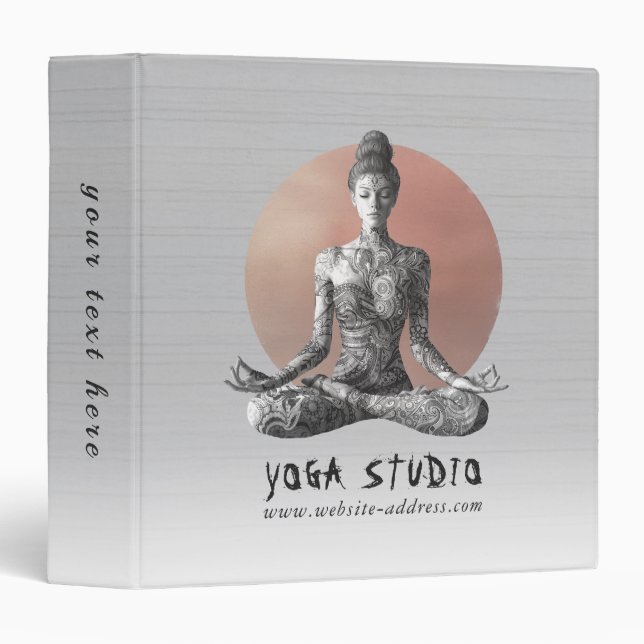 Yoga Meditation Instructor Reiki Master Lotus Pose 3 Ring Binder (Front/Spine)