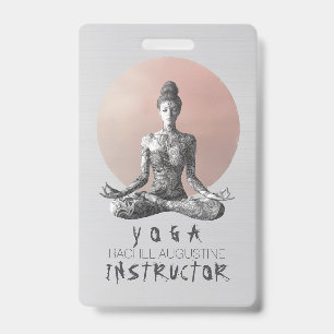 Yoga Meditation Instructor Reiki Master Lotus Pose Badge