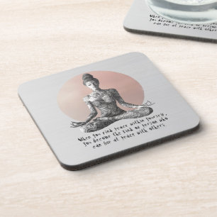 Yoga Meditation Instructor Reiki Master Lotus Pose Beverage Coaster