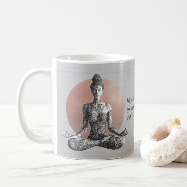 Yoga Meditation Instructor Reiki Master Lotus Pose Coffee Mug (With Donut)