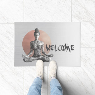 Yoga Meditation Instructor Reiki Master Lotus Pose Doormat