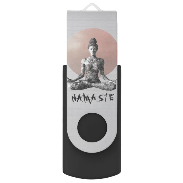 Yoga Meditation Instructor Reiki Master Lotus Pose Flash Drive (Front Vertical)