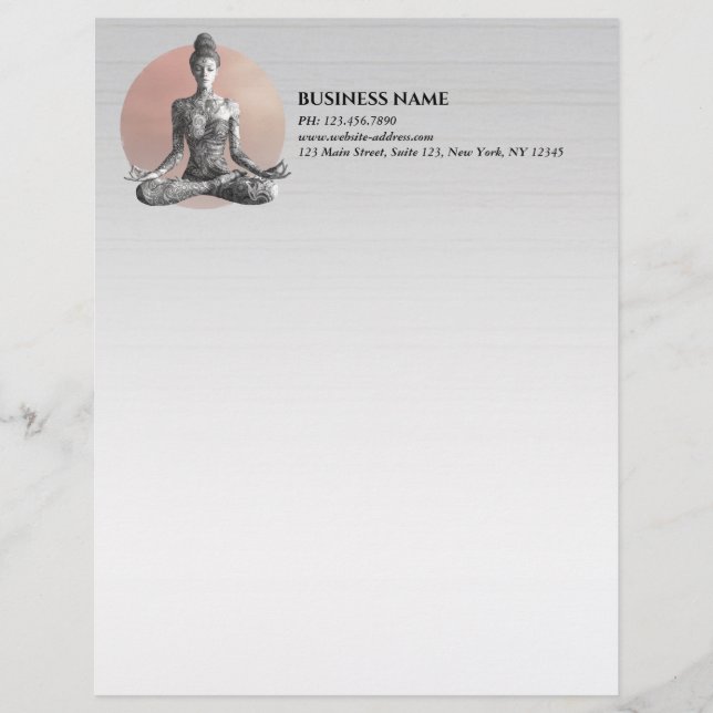 Yoga Meditation Instructor Reiki Master Lotus Pose Letterhead (Front)