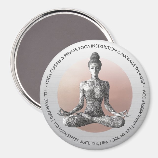 Yoga Meditation Instructor Reiki Master Lotus Pose Magnet (Front/Back)
