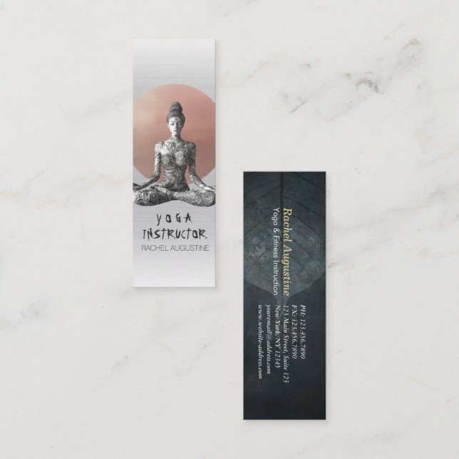 Yoga Meditation Instructor Reiki Master Lotus Pose Mini Business Card (Front/Back)