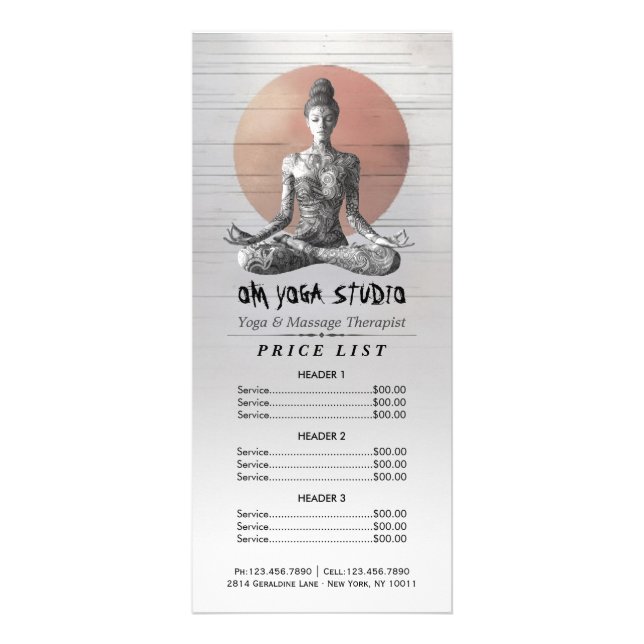 Yoga Meditation Instructor Reiki Master Lotus Pose Rack Card (Front)