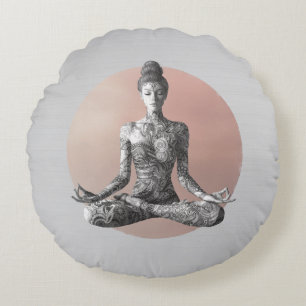 Yoga Meditation Instructor Reiki Master Lotus Pose Round Pillow