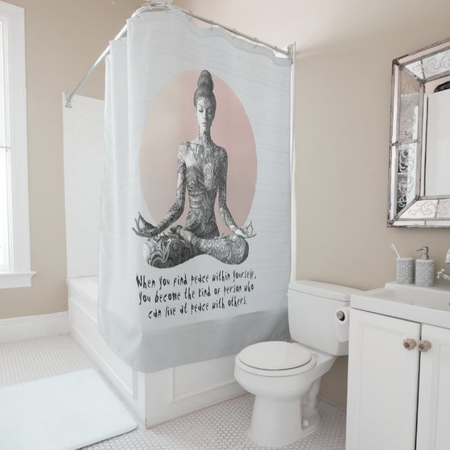 Yoga Meditation Instructor Reiki Master Lotus Pose Shower Curtain (In Situ)