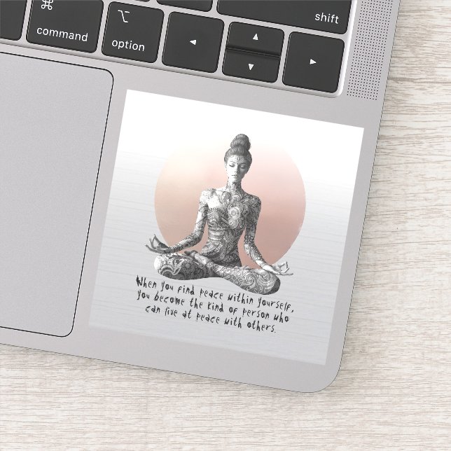 Yoga Meditation Instructor Reiki Master Lotus Pose Sticker (Detail)