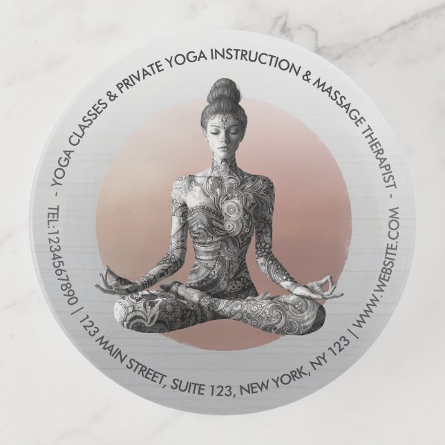 Yoga Meditation Instructor Reiki Master Lotus Pose Trinket Tray (Front)