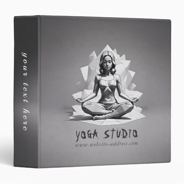 Yoga Meditation Instructor Reiki Master Low Poly 3 Ring Binder (Front/Spine)