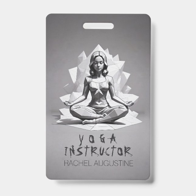 Yoga Meditation Instructor Reiki Master Low Poly Badge (Front)