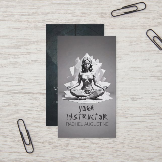 Yoga Meditation Instructor Reiki Master Low Poly Business Card (Front/Back In Situ)