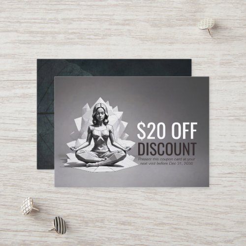 Yoga Meditation Instructor Reiki Master Low Poly Discount Card