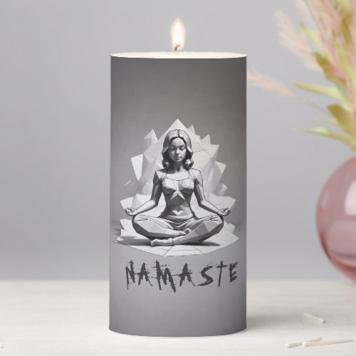 Yoga Meditation Instructor Reiki Master Low Poly Pillar Candle