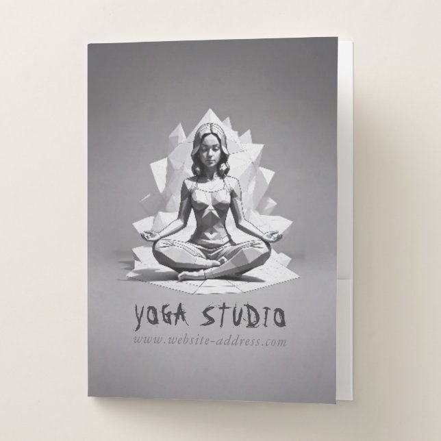 Yoga Meditation Instructor Reiki Master Low Poly Pocket Folder (Front)