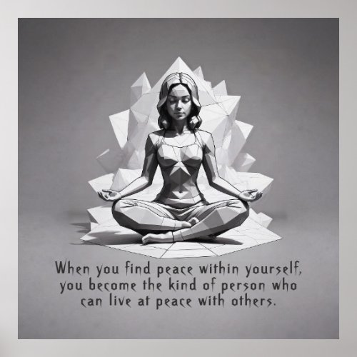 Yoga Meditation Instructor Reiki Master Low Poly Poster