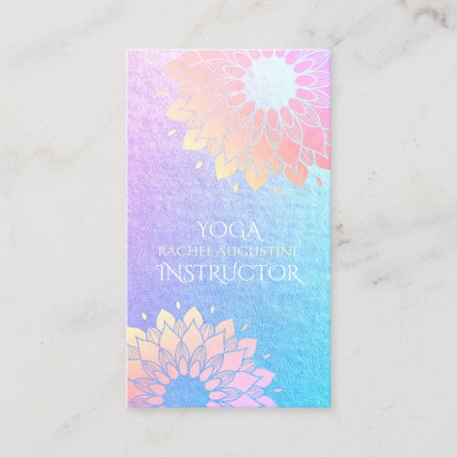 Yoga Meditation Instructor Rose Blue Gold Mandala Appointment Card
