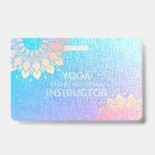 Yoga Meditation Instructor Rose Blue Gold Mandala Badge