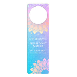 Yoga Meditation Instructor Rose Blue Gold Mandala Door Hanger