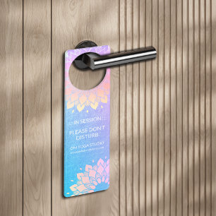 Yoga Meditation Instructor Rose Blue Gold Mandala Door Hanger