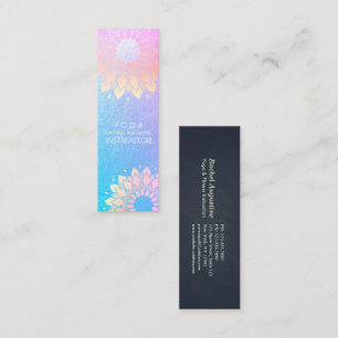 Yoga Meditation Instructor Rose Blue Gold Mandala Mini Business Card