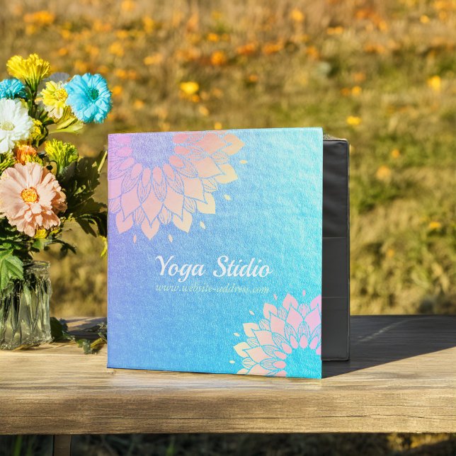 Yoga Meditation Instructor Rose Gold Foil Mandala 3 Ring Binder (Creator Uploaded)