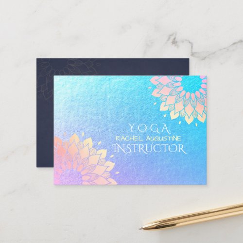 Yoga Meditation Instructor Rose Gold Foil Mandala Appointment Card