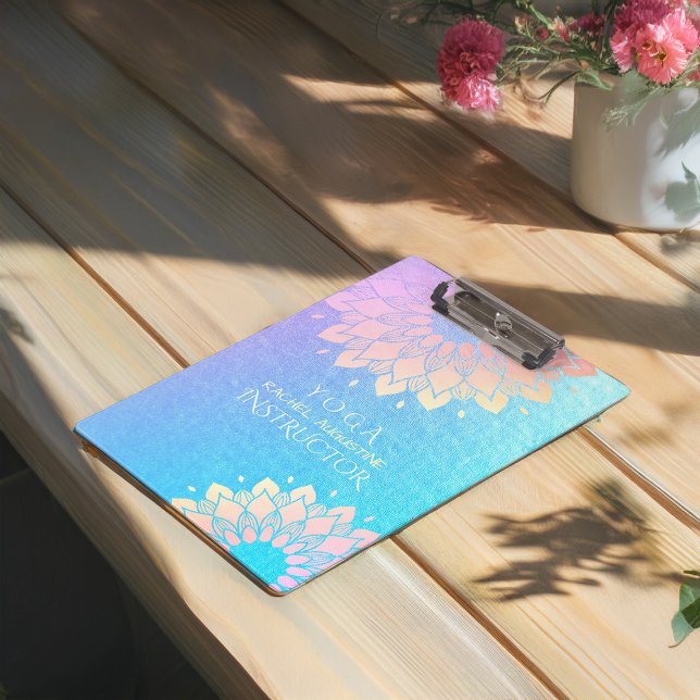 Yoga Meditation Instructor Rose Gold Foil Mandala Clipboard (Creator Uploaded)