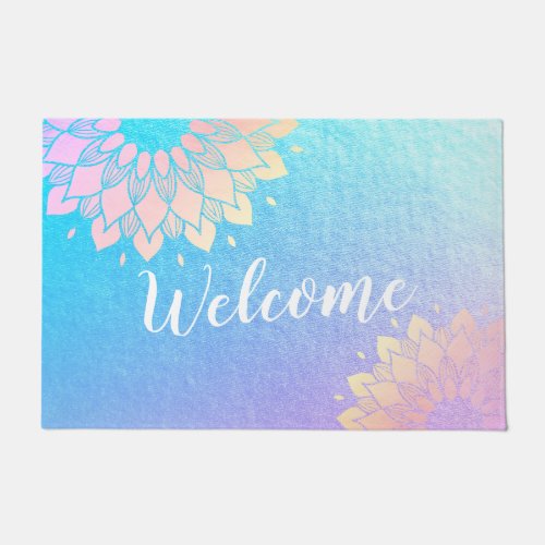 Yoga Meditation Instructor Rose Gold Foil Mandala Doormat