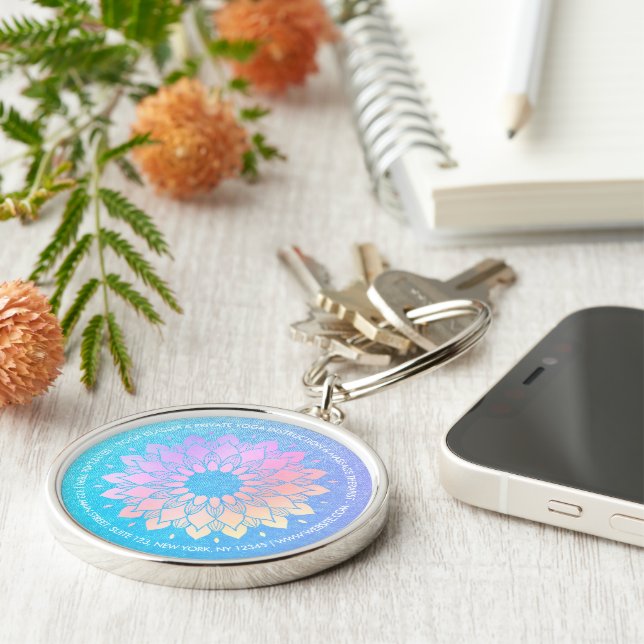 Yoga Meditation Instructor Rose Gold Foil Mandala Keychain (Side)