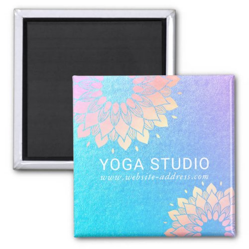 Yoga Meditation Instructor Rose Gold Foil Mandala Magnet