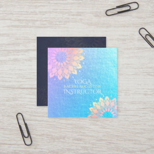 Yoga Meditation Instructor Rose Gold Foil Mandala Square Business Card