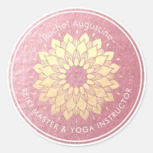 Yoga Meditation Instructor Rose Gold Mandala Lotus Classic Round Sticker