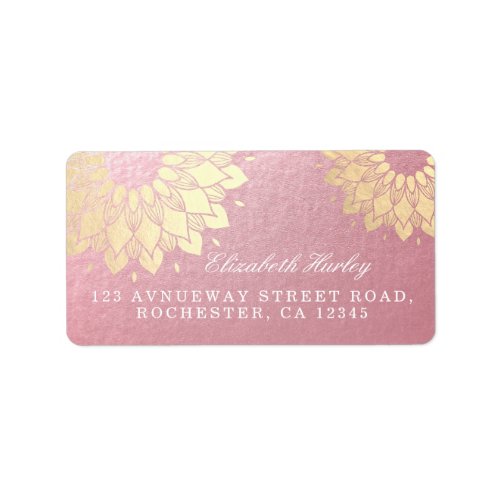 Yoga Meditation Instructor Rose Gold Mandala Lotus Label