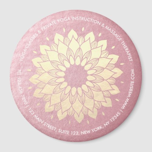 Yoga Meditation Instructor Rose Gold Mandala Lotus Magnet