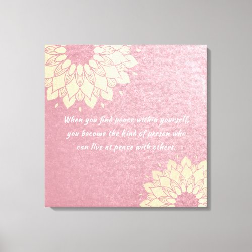 Yoga Meditation Instructor Rose Gold Mandala Quote Canvas Print