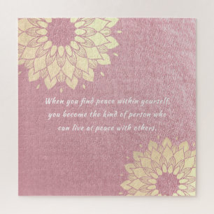 Yoga Meditation Instructor Rose Gold Mandala Quote Jigsaw Puzzle