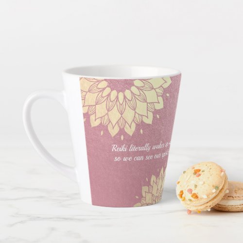 Yoga Meditation Instructor Rose Gold Mandala Quote Latte Mug