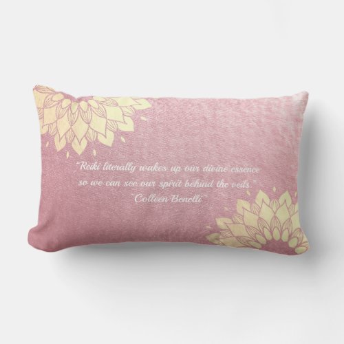 Yoga Meditation Instructor Rose Gold Mandala Quote Lumbar Pillow