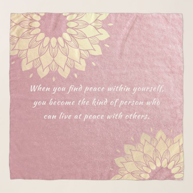 Yoga Meditation Instructor Rose Gold Mandala Quote Scarf (Front)