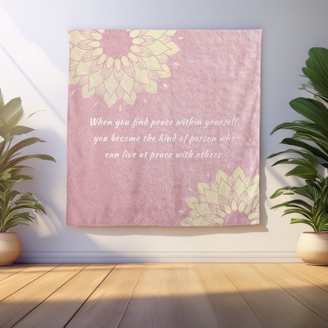Yoga Meditation Instructor Rose Gold Mandala Quote Tapestry (Creator Uploaded)