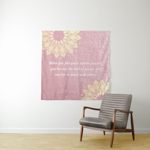 Yoga Meditation Instructor Rose Gold Mandala Quote Tapestry