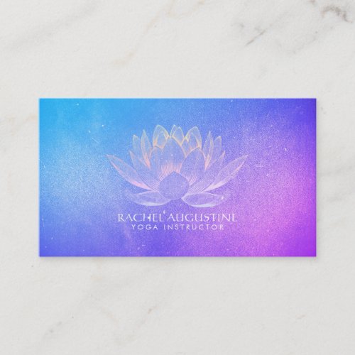 Yoga Meditation Instructor Studio Blue Gold Lotus Business Card